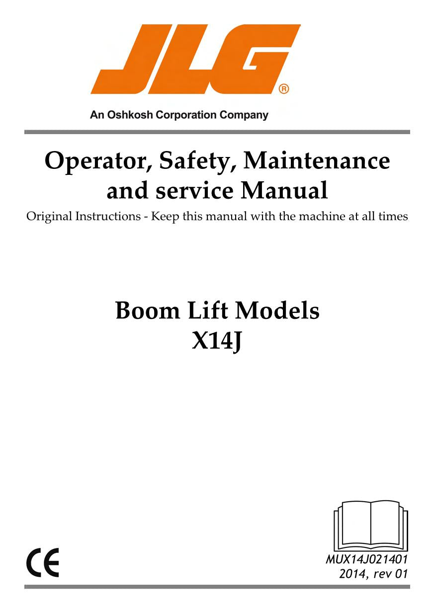 JLG X14J Compact Crawler Boom Maintenance Operation Operators Manual