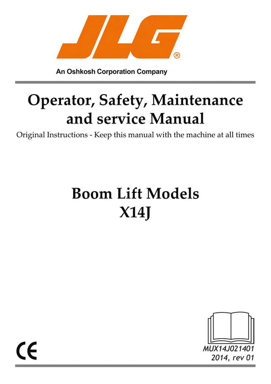 JLG X14J Compact Crawler Boom Maintenance Operation Operators Manual