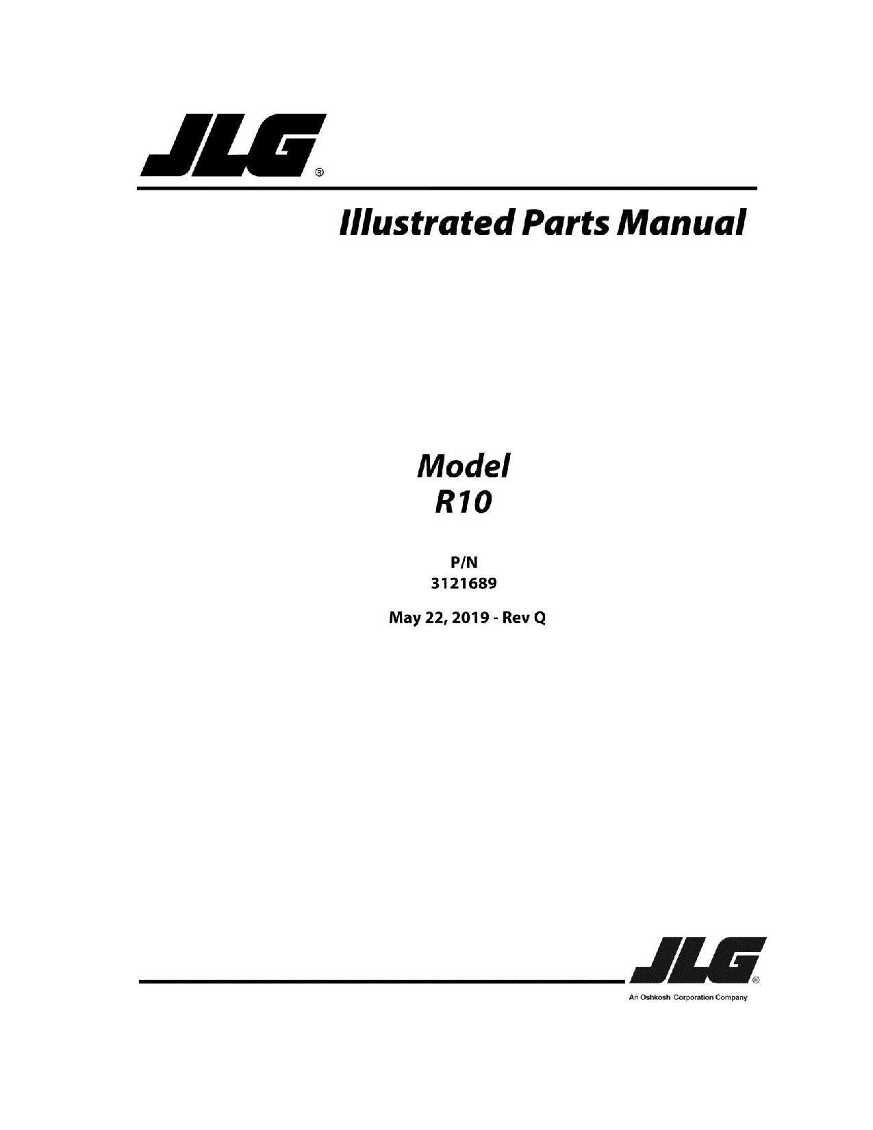 JLG R10 Scissor Lift Parts Catalog Manual