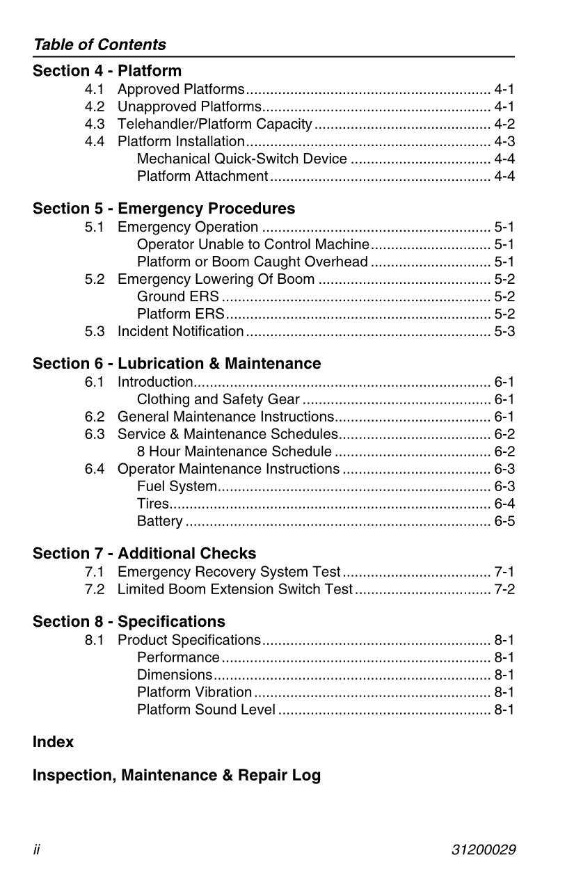 JLG 3513 4013 4017 Telehandler Maintenance Operation Operators Manual 31200029