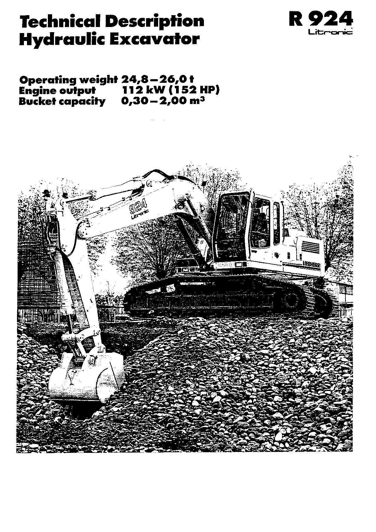 Liebherr R924 Litronic Excavator Operators manual serial 6001