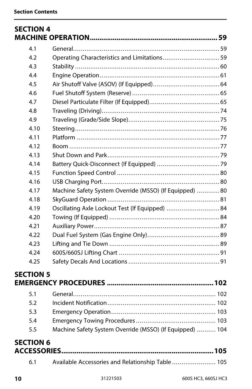 JLG 600S HC3 660SJ HC3 Boom Lift Maintenance Operation Operators Manual 31221503