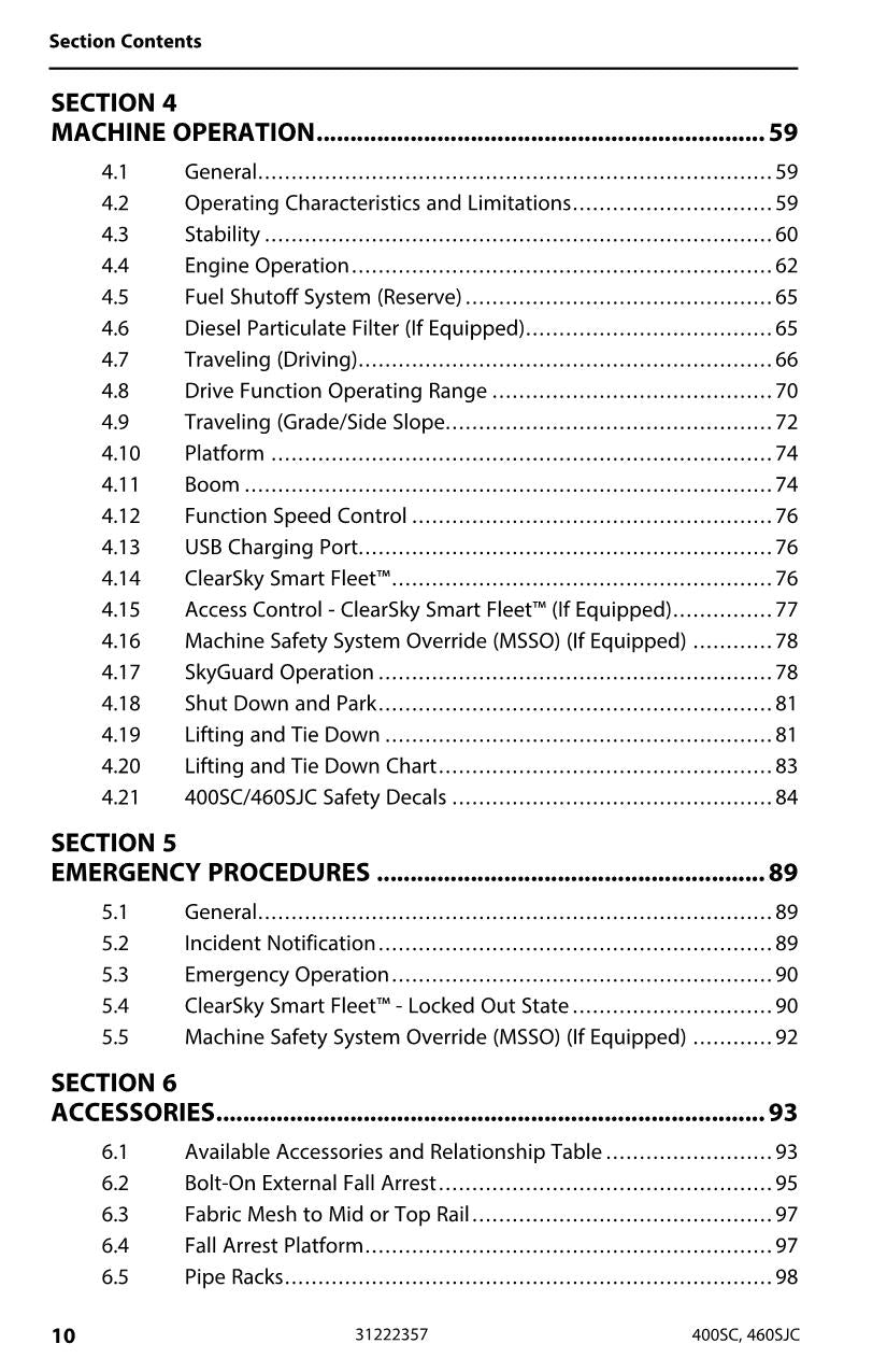 JLG 400SC 460SJC Boom Lift Maintenance Operation Operators Manual 31222357