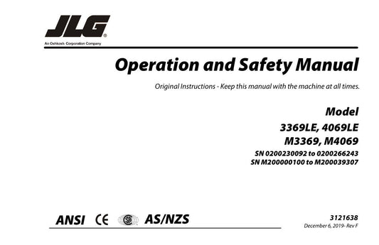 JLG 3369LE 4069LE M3369 M4069 Scissor Lift Operators Manual 3121638