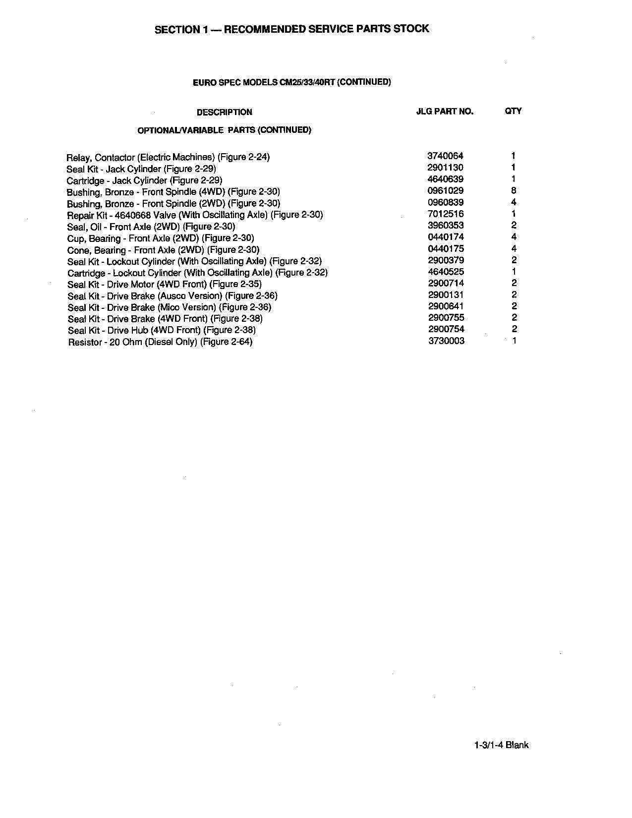 JLG CM25RT CM33RT CM40RT Scissor Lift Parts Catalog Manual 3120813