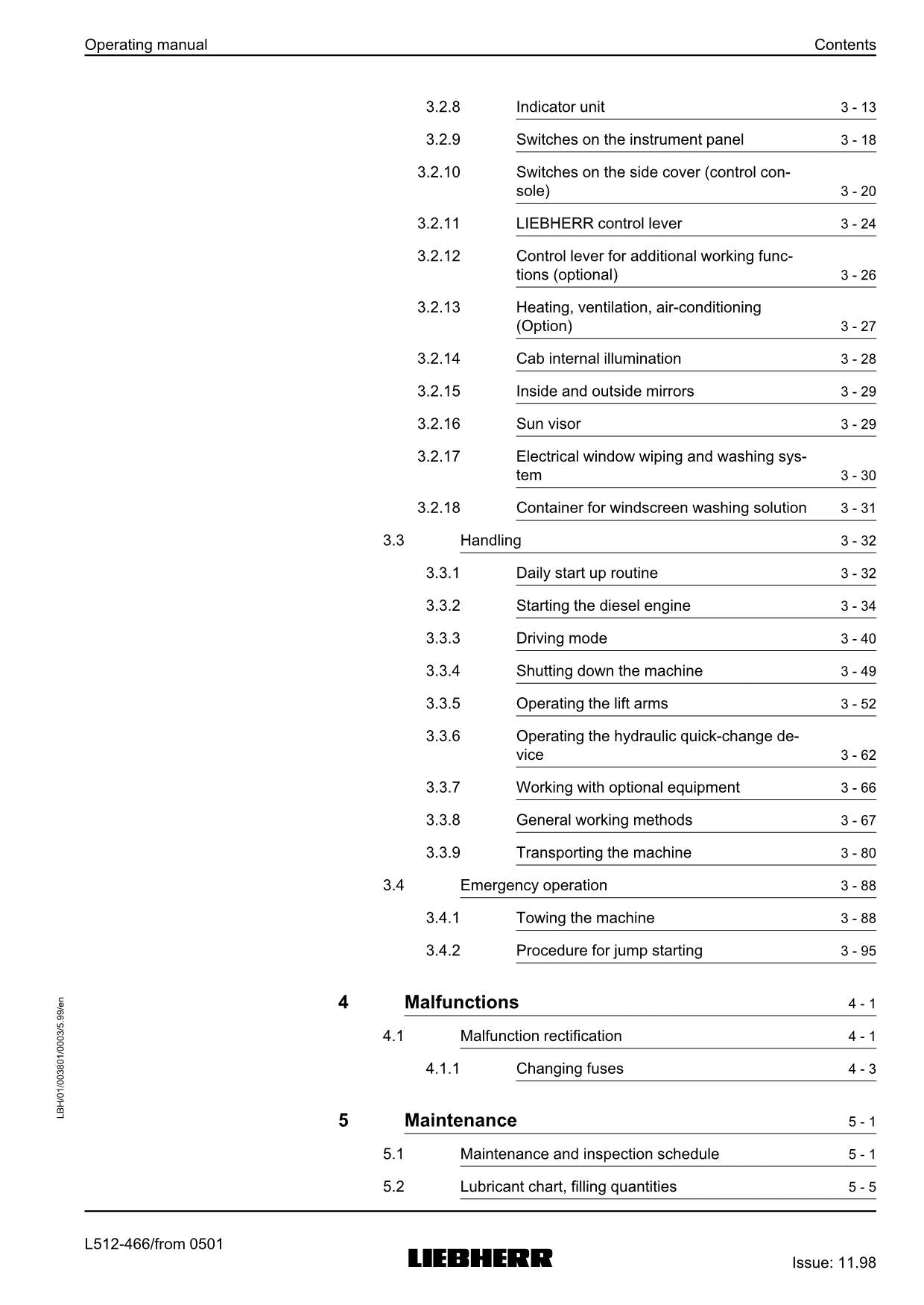 Liebherr L512 Stereo Wheel Loader Operators manual