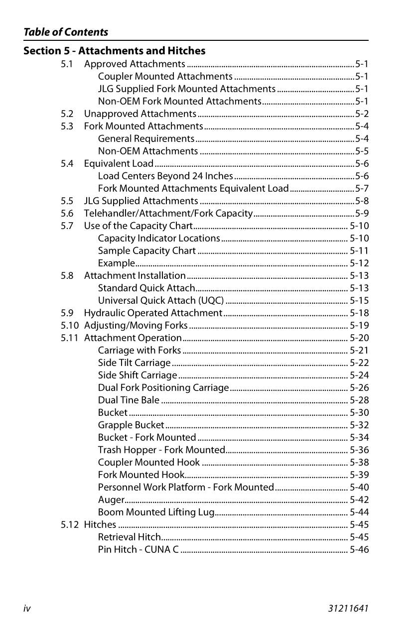 JLG G5-18A Telehandler Maintenance Operation Operators Manual 31211641