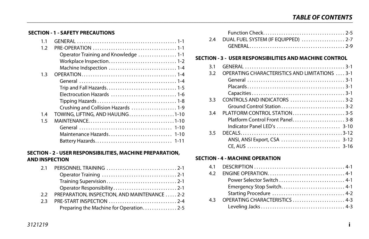 JLG 260MRT Scissor Lift Maintenance Operation Operators Manual 3121219