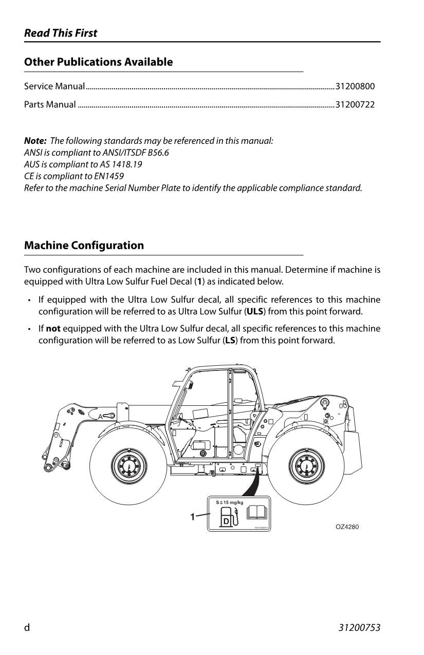 JLG 3706PS 3707PS 4014PS 4017PS Telehandler Operators Manual