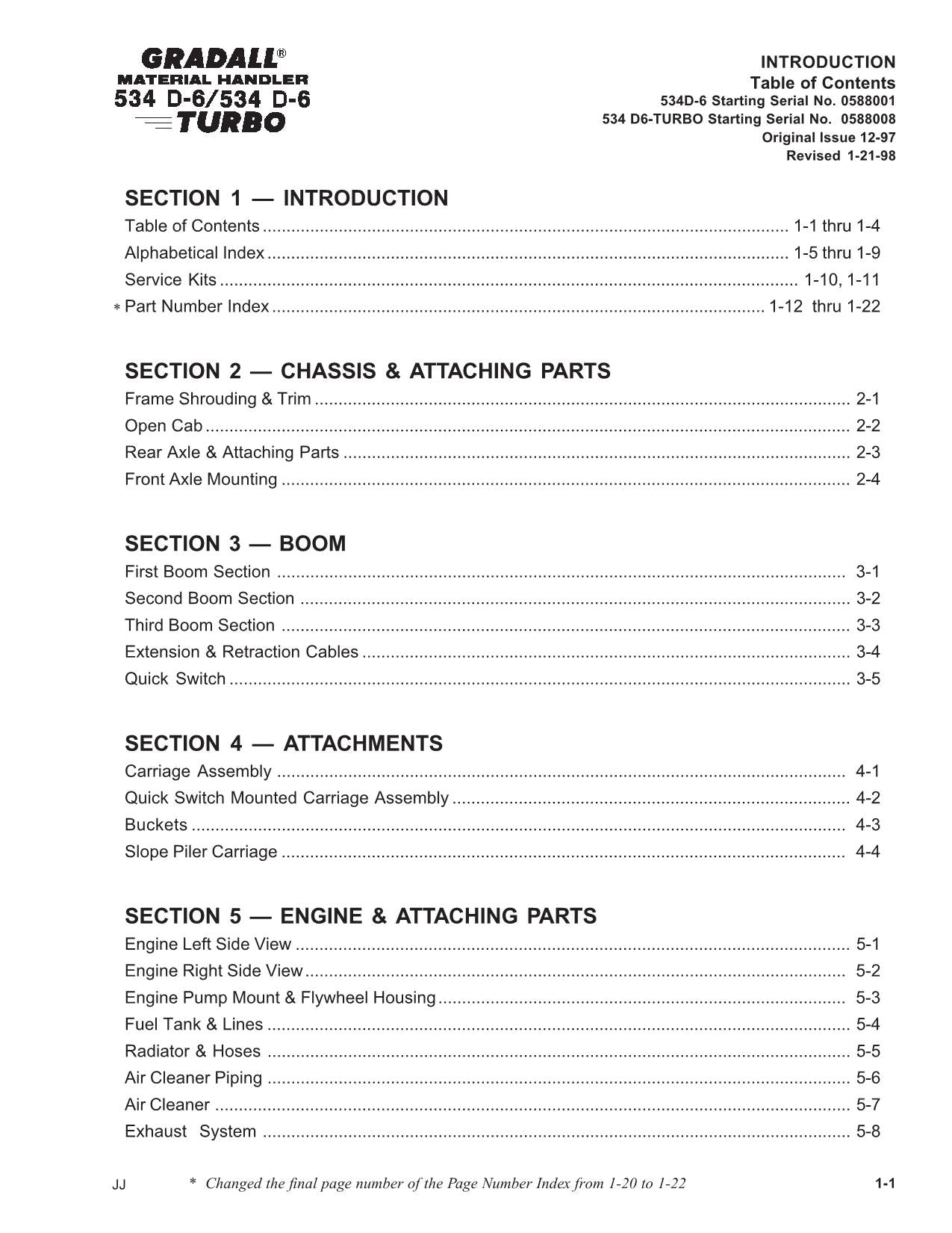 GRADALL 534D-6 534D-6T Telehandler Parts Catalog Manual