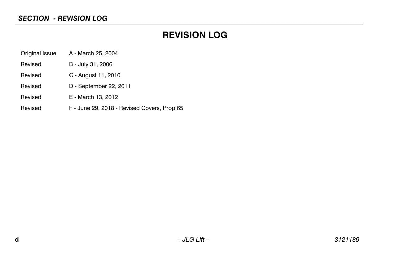 JLG 19AMI Vertical Mast Maintenance Operation Operators Manual