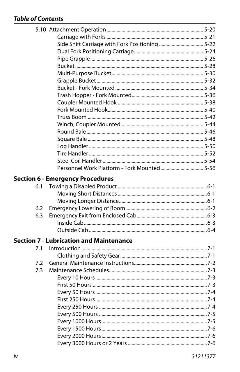 JLG 1644 1732 7013H 8010H Telehandler Maintenance Operators Manual 31211377