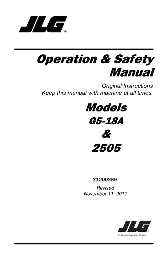 JLG 2505H G5-18A Telehandler Maintenance Operation Operators Manual 31200359