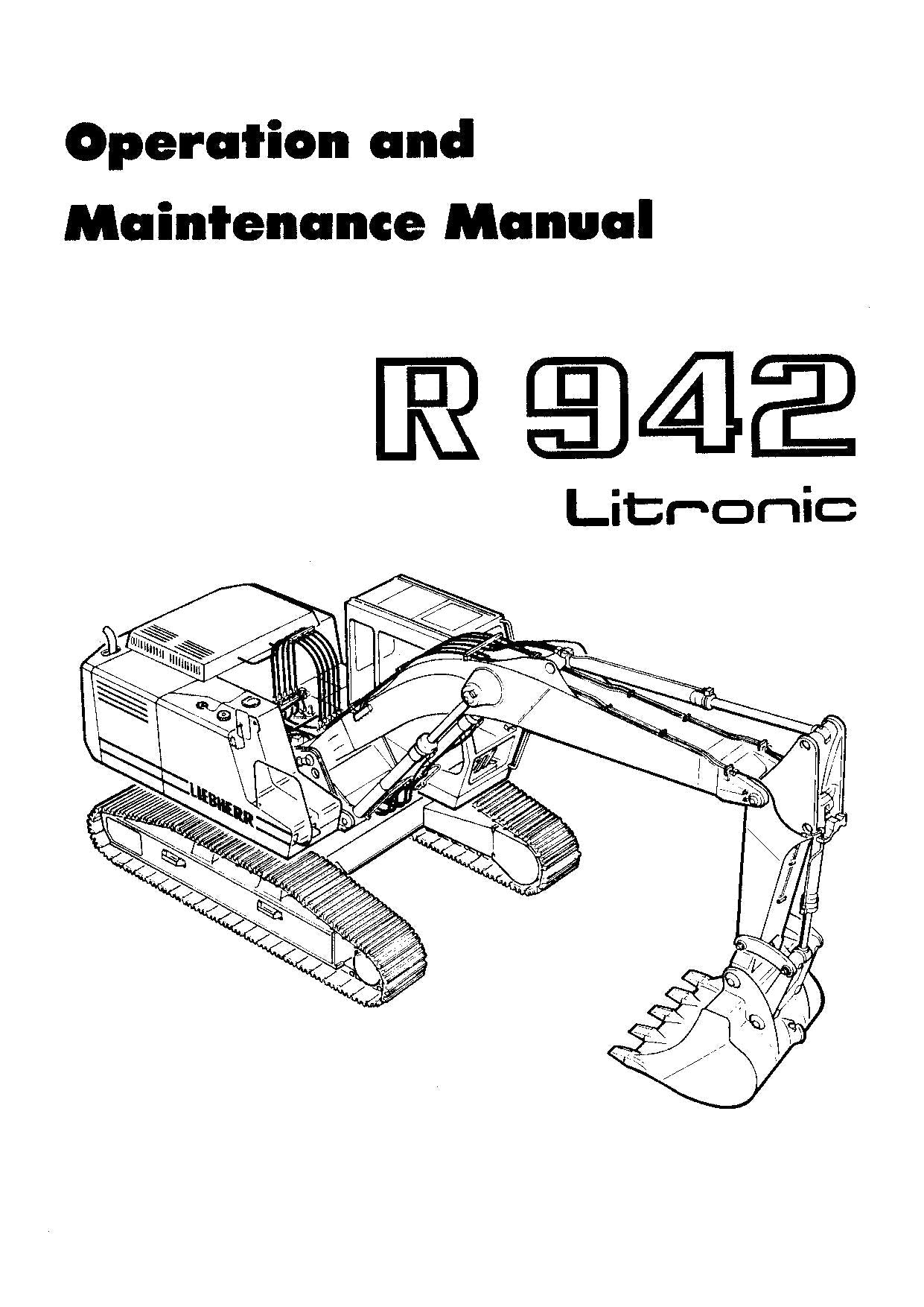 Liebherr R942 Litronic Excavator Operators manual serial .167