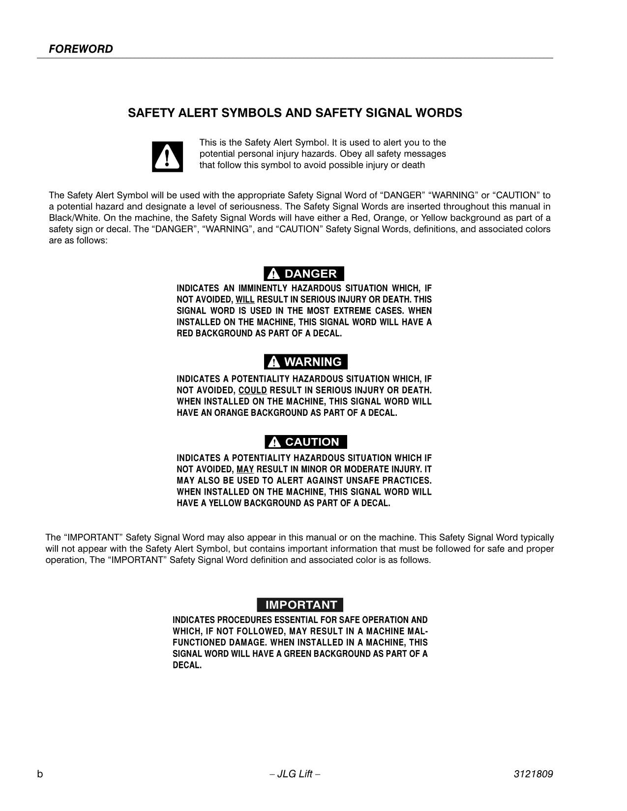 JLG 100SX 110SX 110SXJ 120SXJ Boom Lift Maintenance Operators Manual 3121809