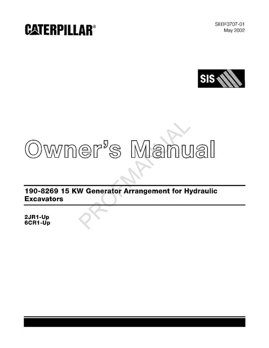 Caterpillar 190 8269 15Kw Generator Arrangement Excavator Operators Manual