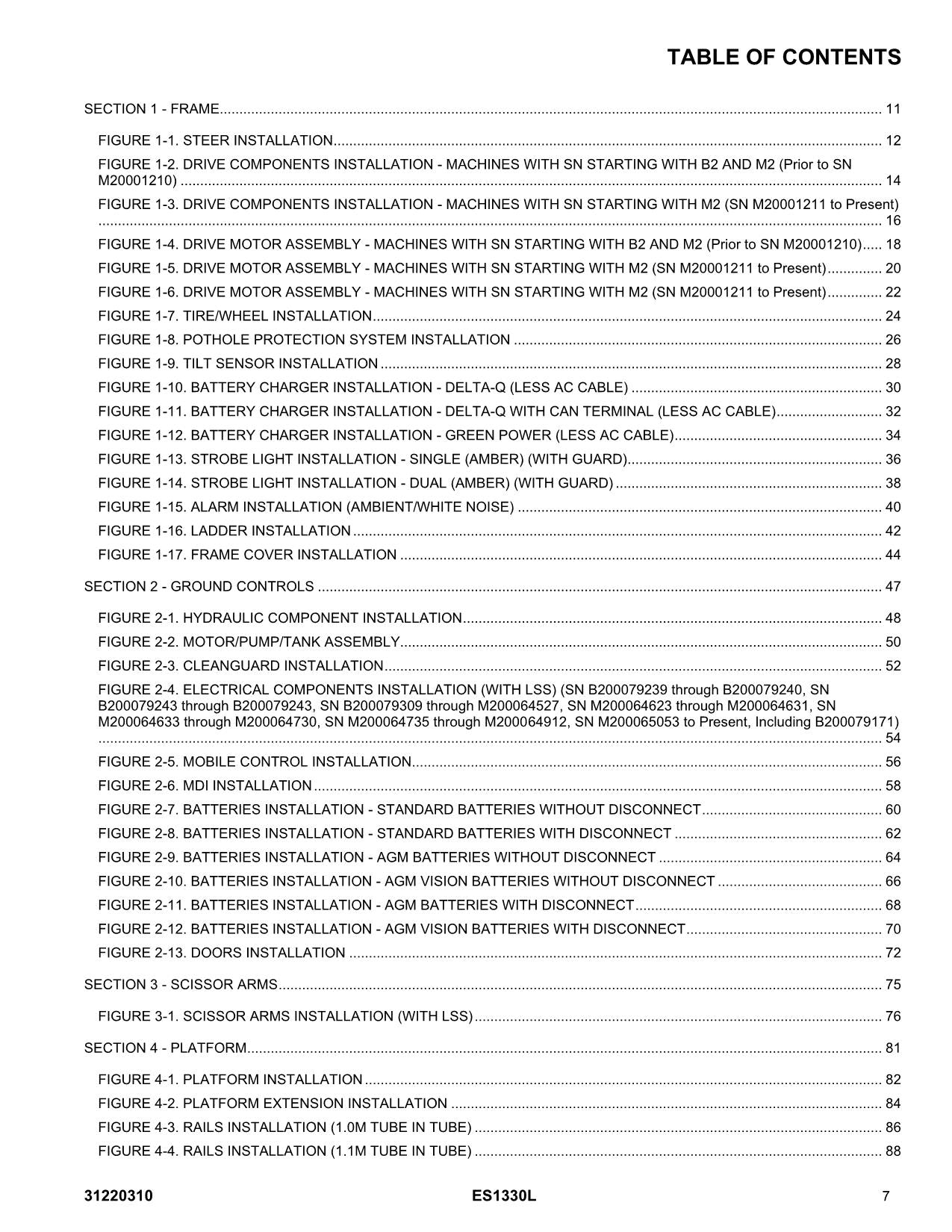 JLG ES1330L Scissor Lift Parts Catalog Manual 31220310