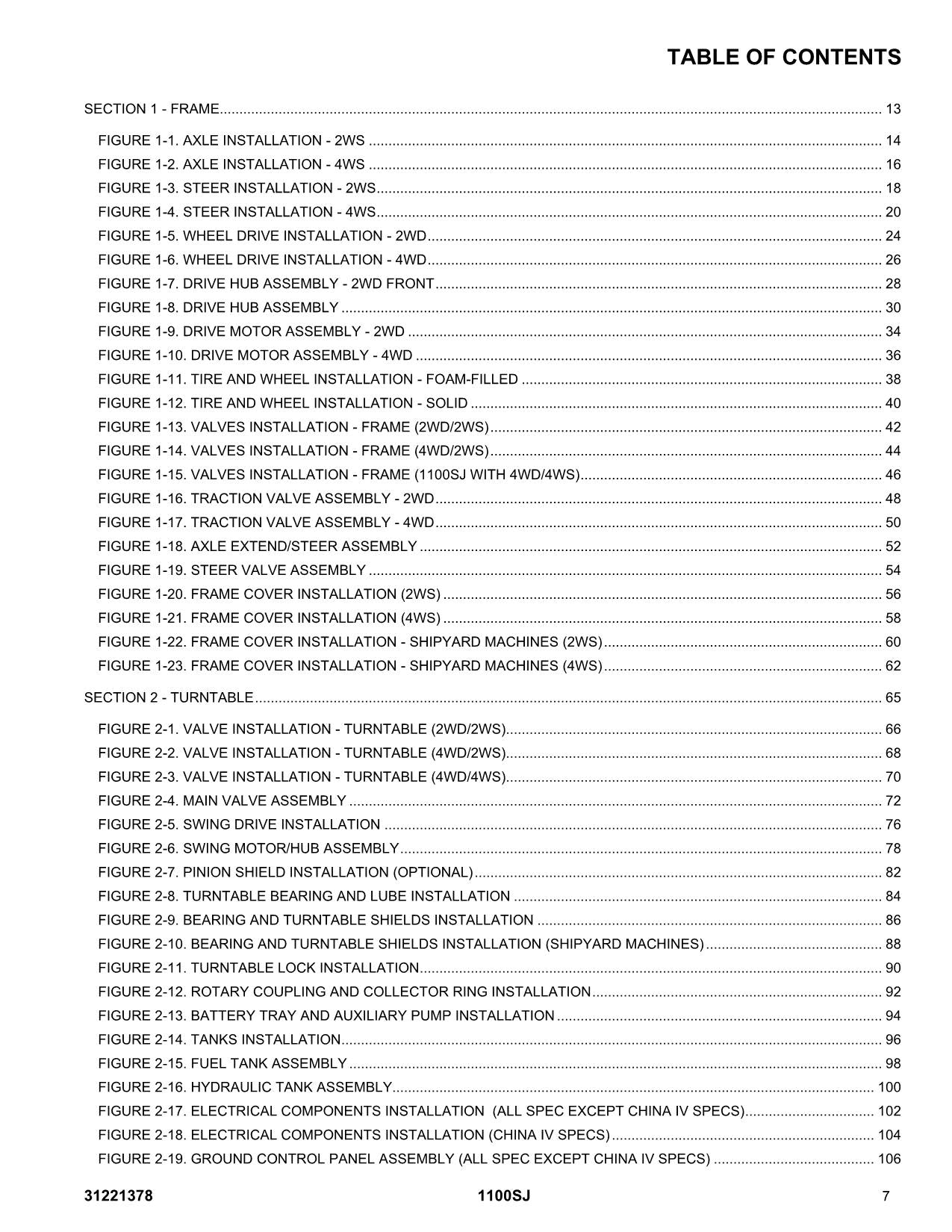 JLG 1100SJ Boom Lift Parts Catalog Manual