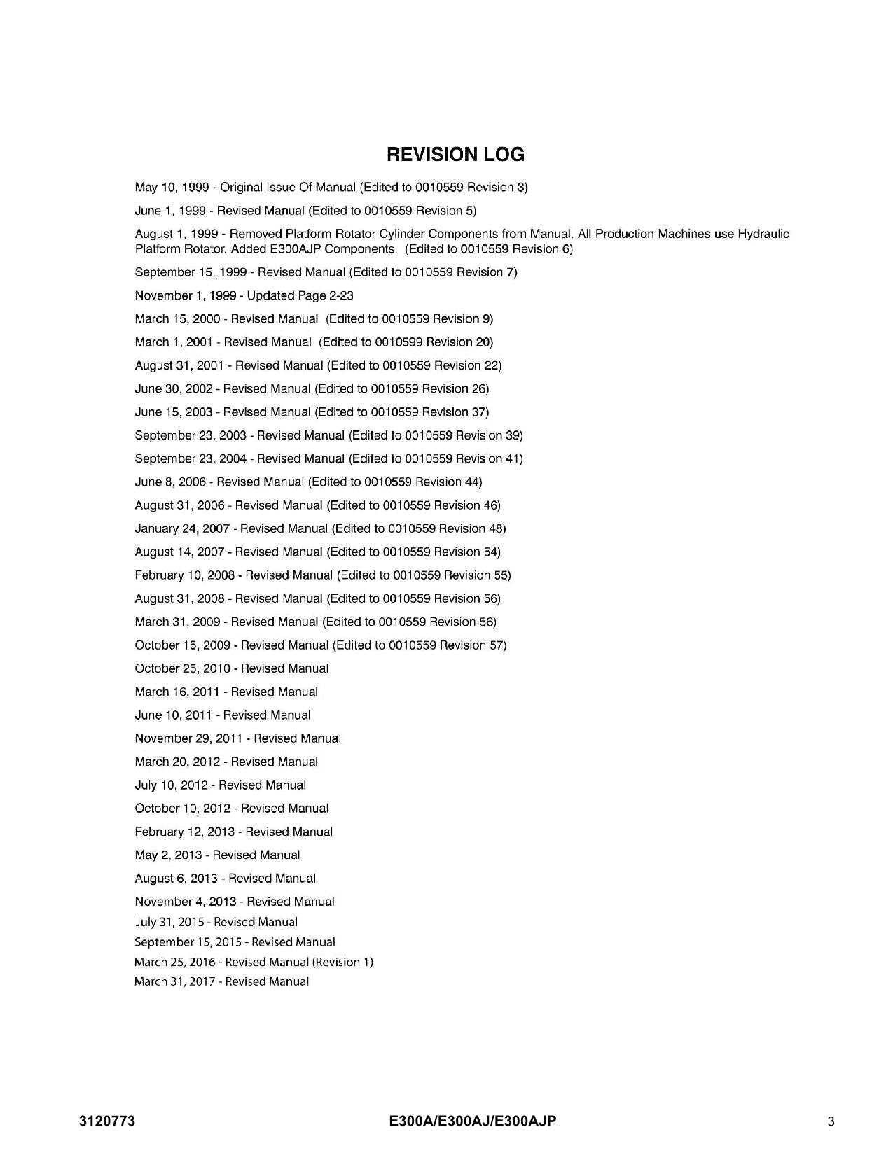 JLG E300A E300AJ E300AJP Boom Lift Parts Catalog Manual Prior to 0300138358