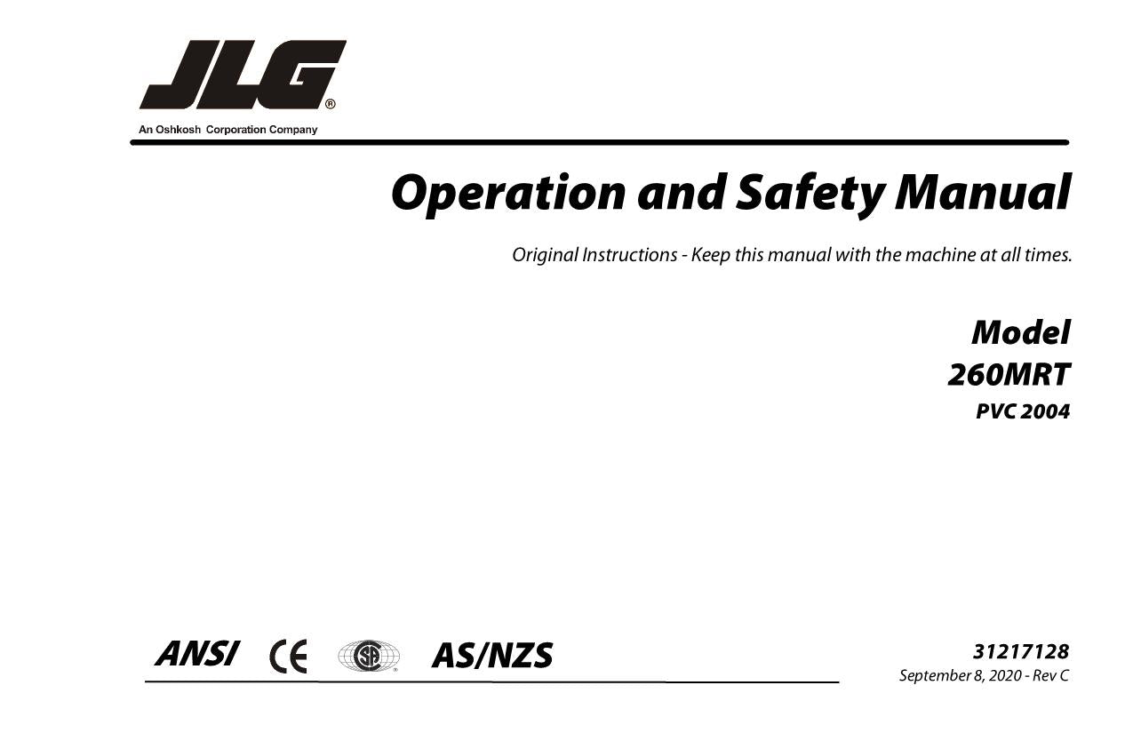 JLG 260MRT Boom Lift Maintenance Operation Operators Manual