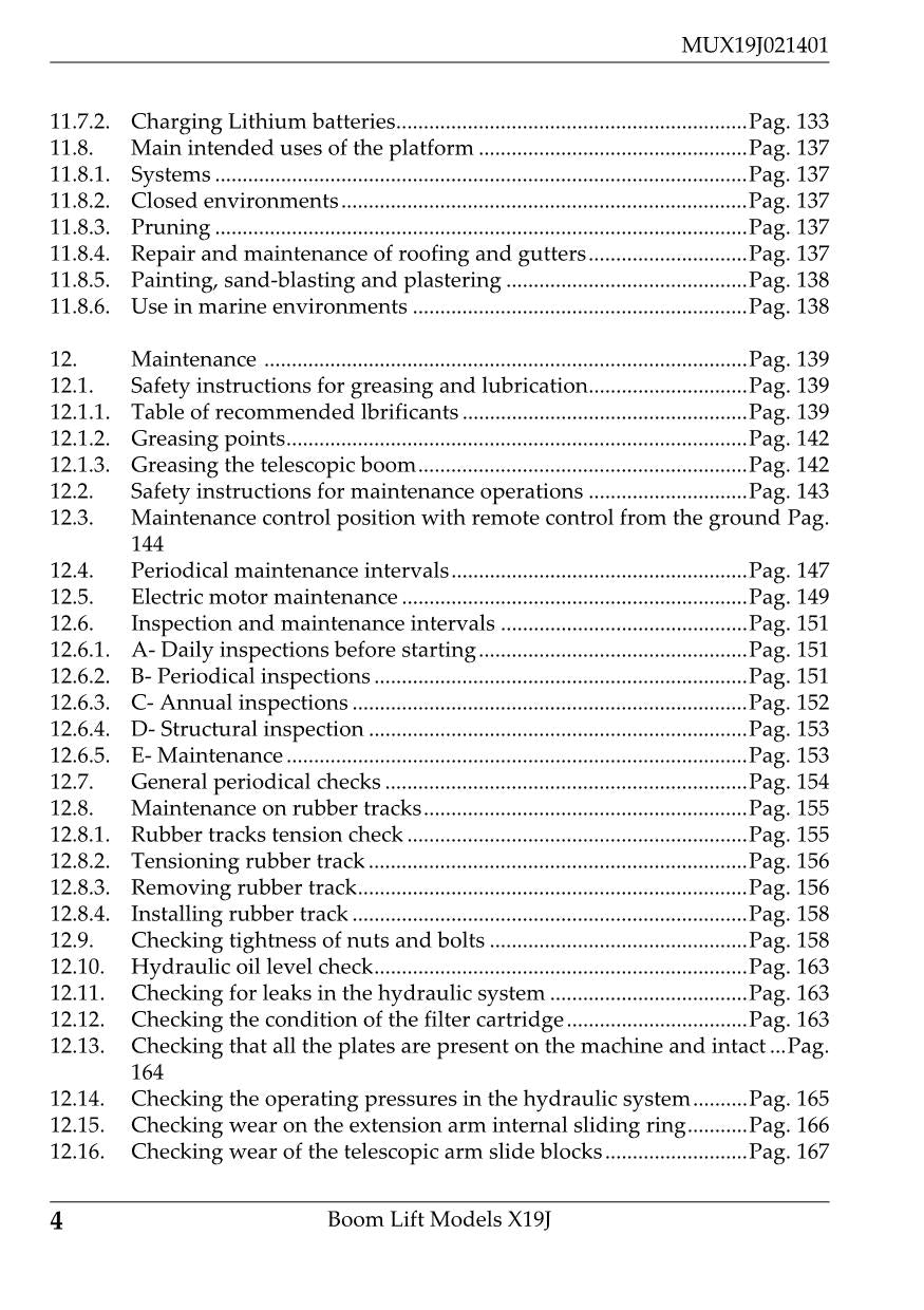 JLG X19J Compact Crawler Boom Maintenance Operation Operators Manual