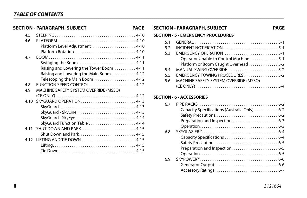 JLG 520AJ Boom Lift Maintenance Operation Operators Manual 3121664