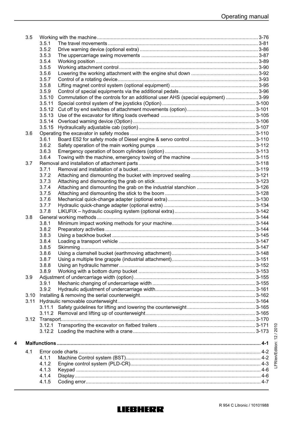 Liebherr R954 C Litronic Excavator Operators manual serial 27700