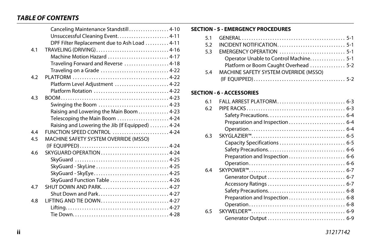 JLG 400SC 460SJC Boom Lift Maintenance Operation Operators Manual 31217142