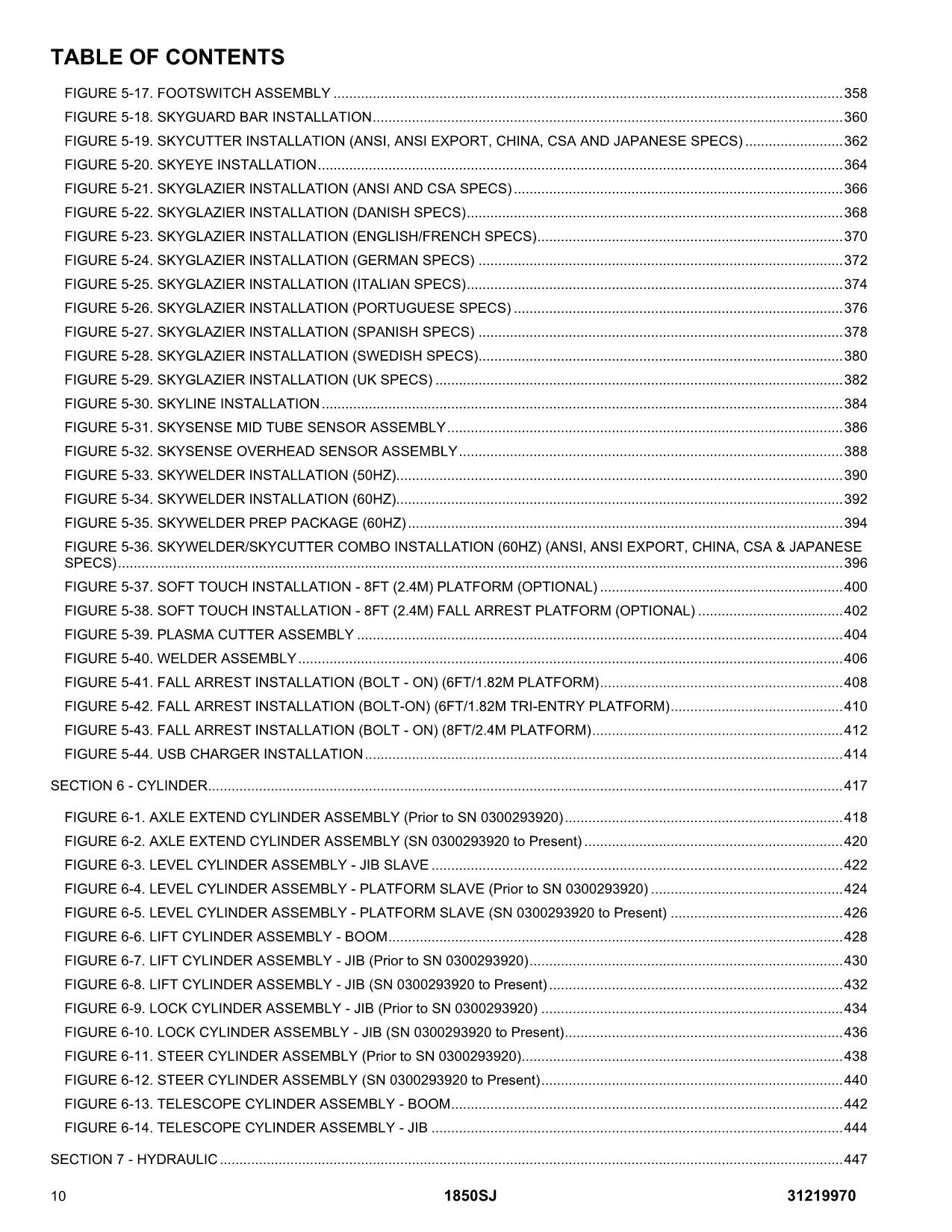 JLG 1850SJ  Boom Lift Parts Catalog Manual 31219970