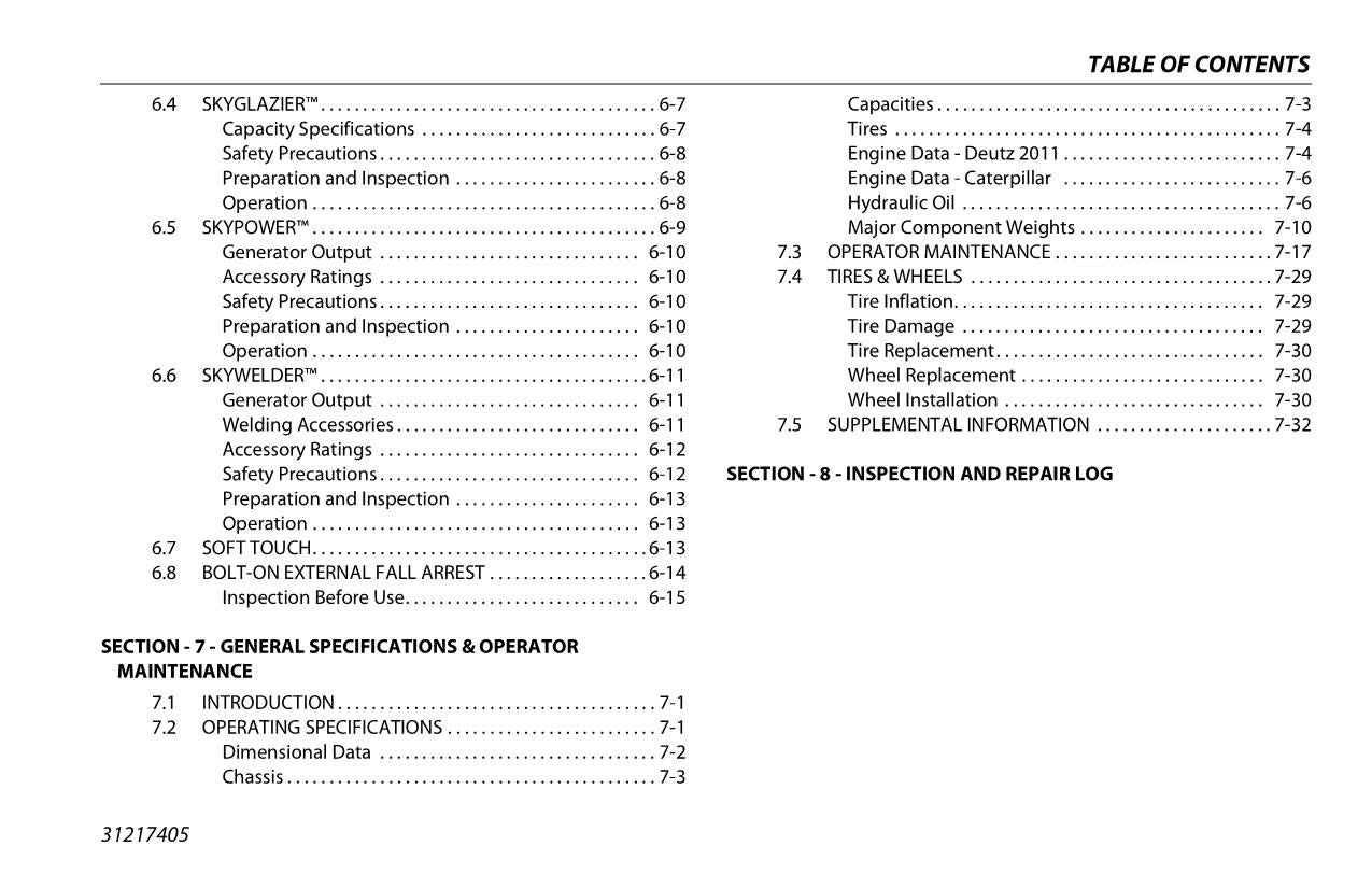 JLG 1200SJP 1350SJP Boom Lift Maintenance Operation Operators Manual 31217405