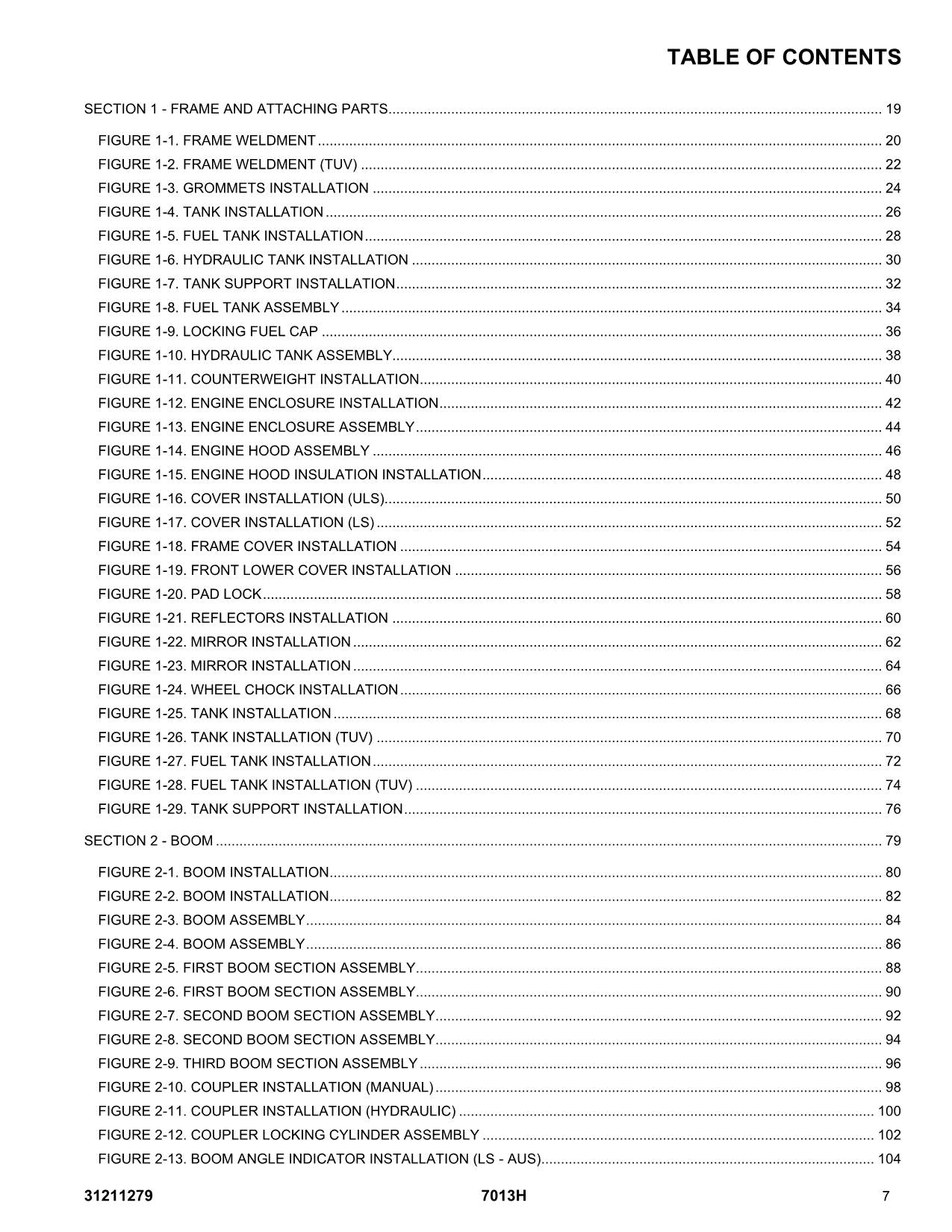 JLG 7013H Telehandler Parts Catalog Manual