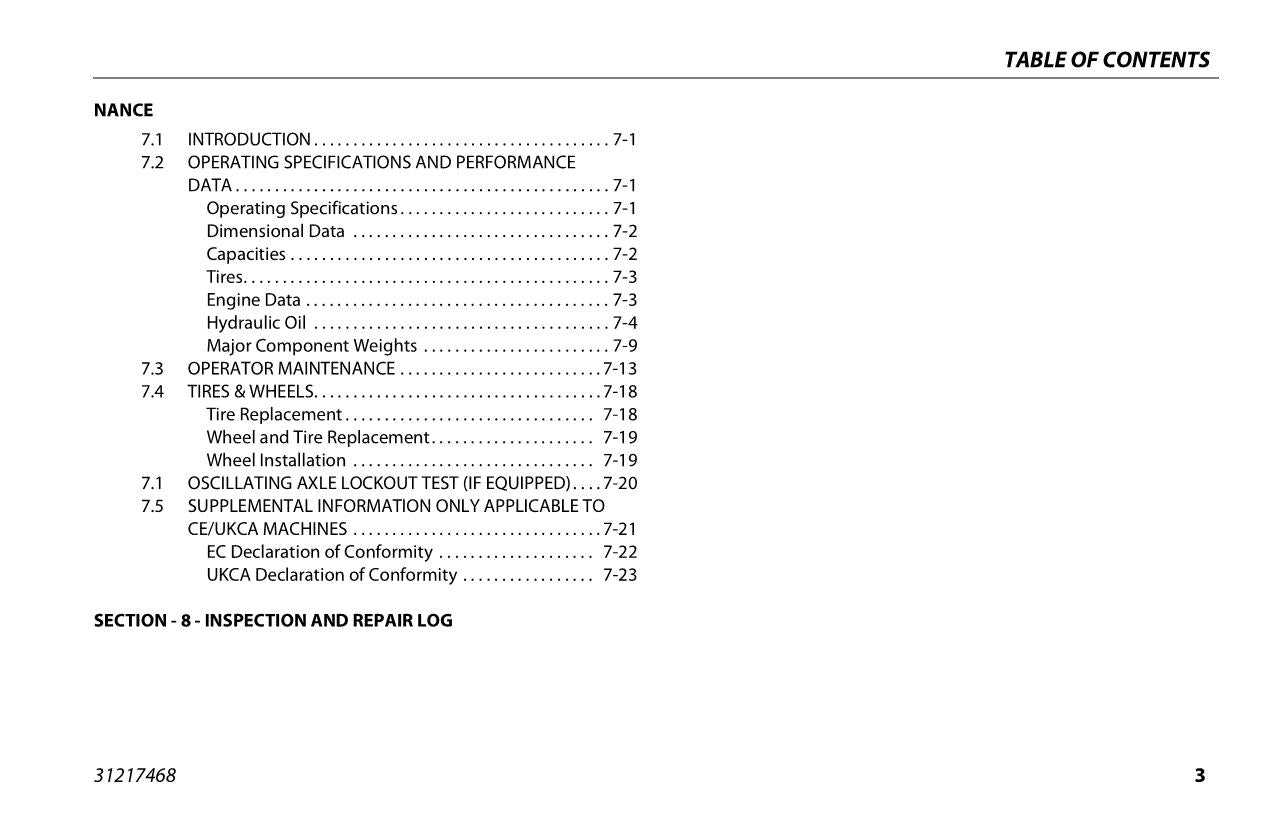 JLG 340AJ Boom Lift Maintenance Operation Operators Manual 31217468