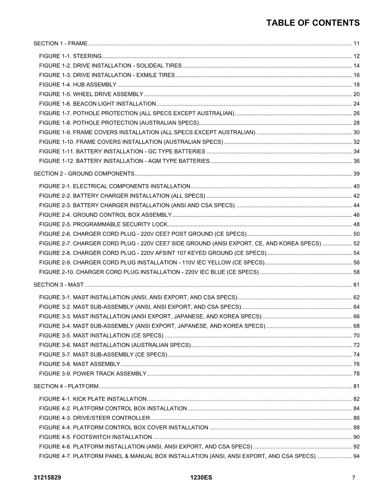 JLG  1230ES  Vertical Mast Parts Catalog Manual