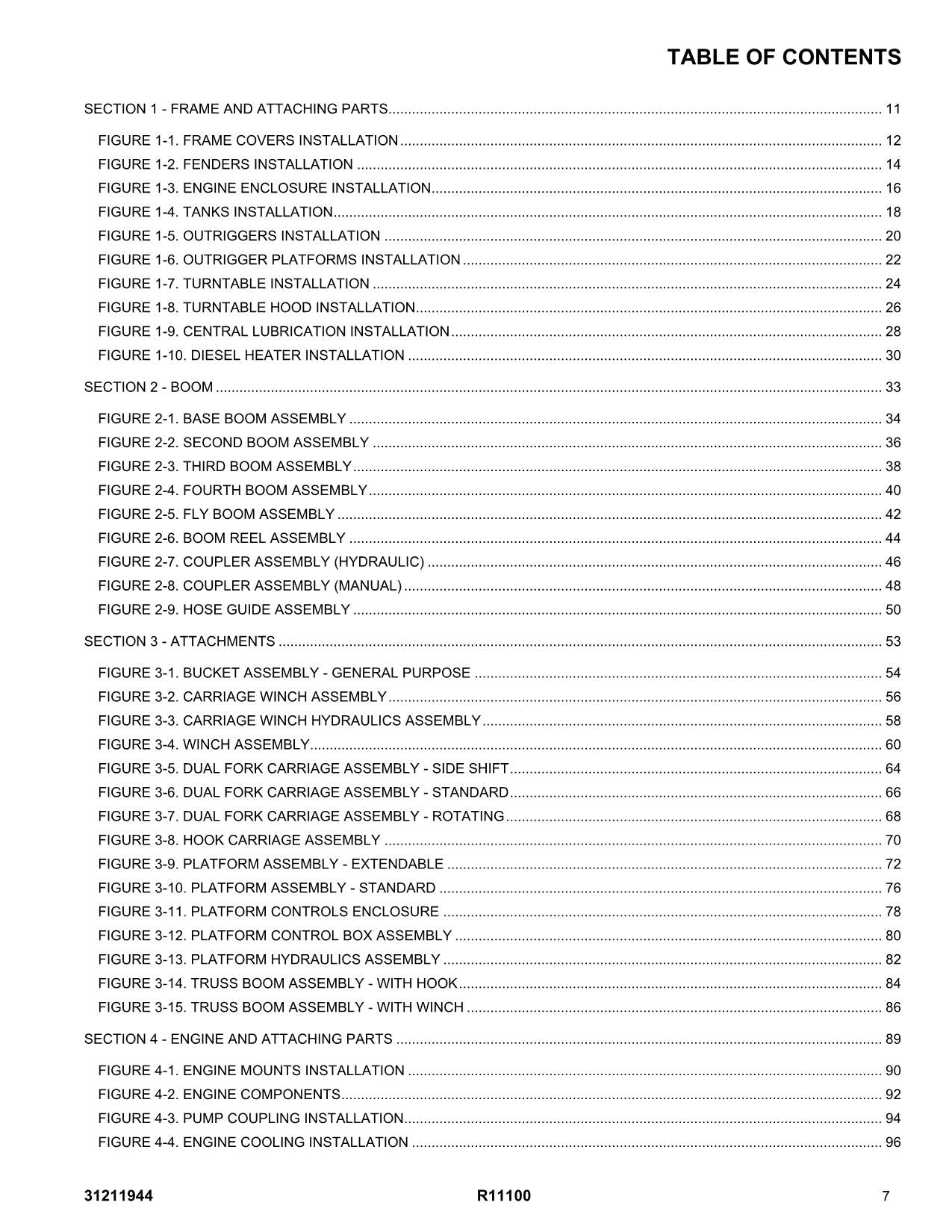 JLG R11100 Telehandler Parts Catalog Manual