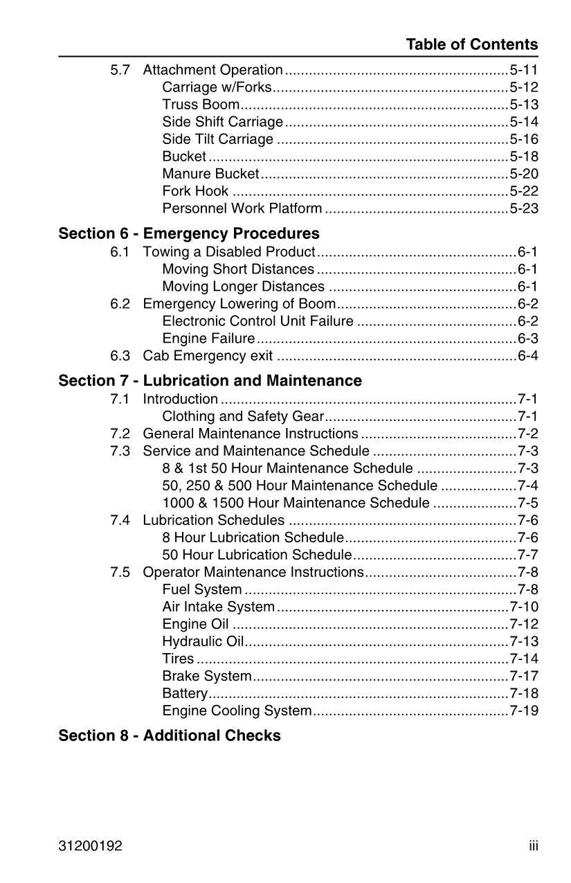 JLG G5-19A G6-23A Telehandler Maintenance Operation Operators Manual