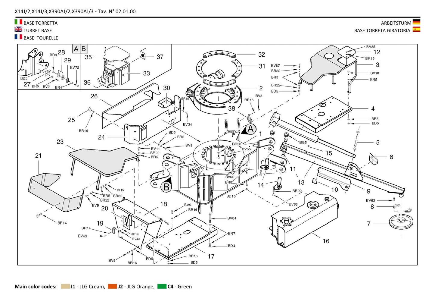 JLG GEN 2 & 3 X14J X390A Compact Crawler Boom Parts Catalog Manual