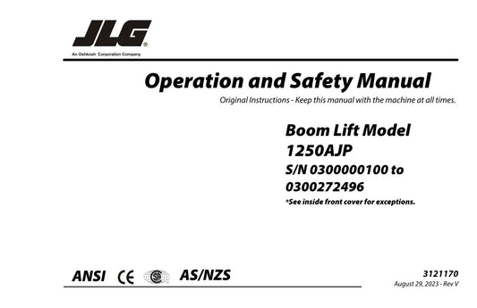 JLG 1250AJP Boom Lift Maintenance Operation Operators Manual 3121170