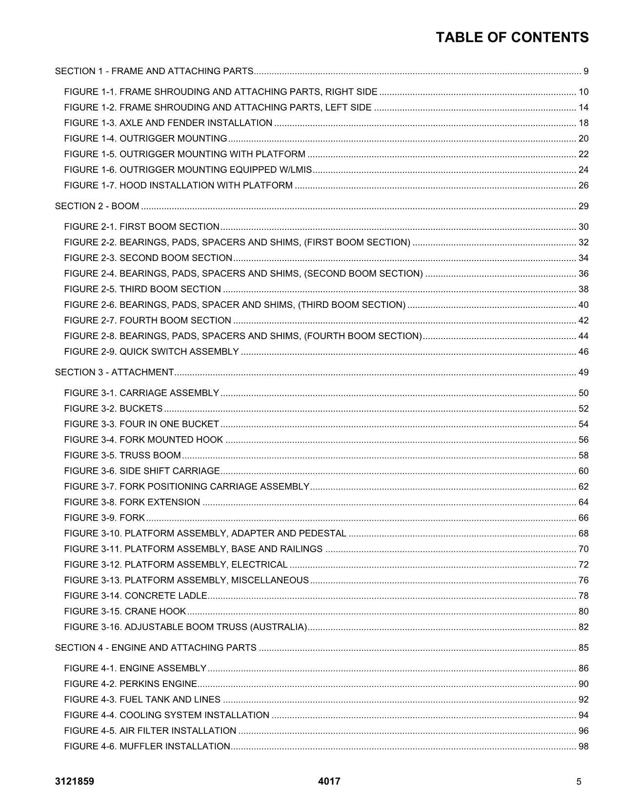 JLG 4017 Telehandler  Parts Catalog Manual