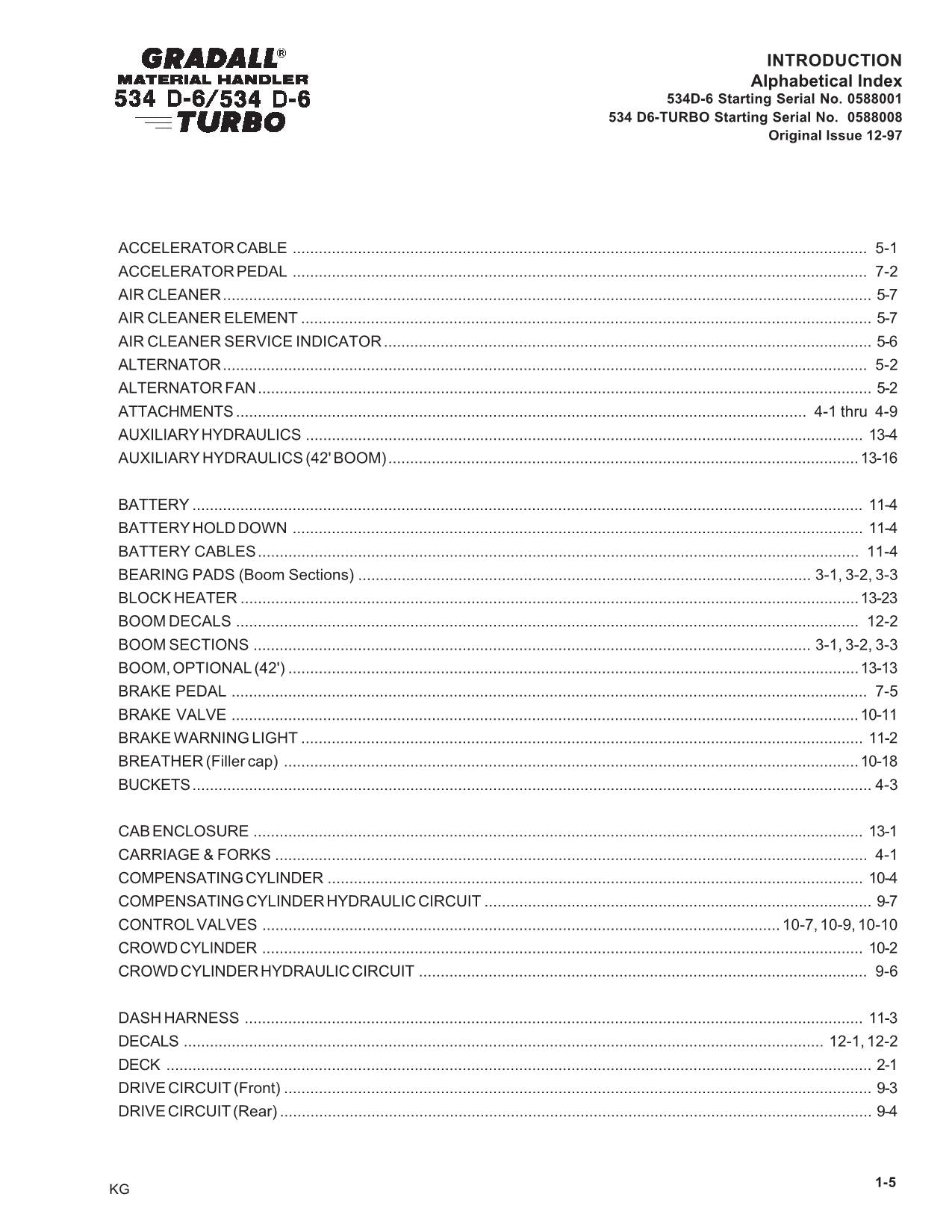 GRADALL 534D-6 534D-6T Telehandler Parts Catalog Manual