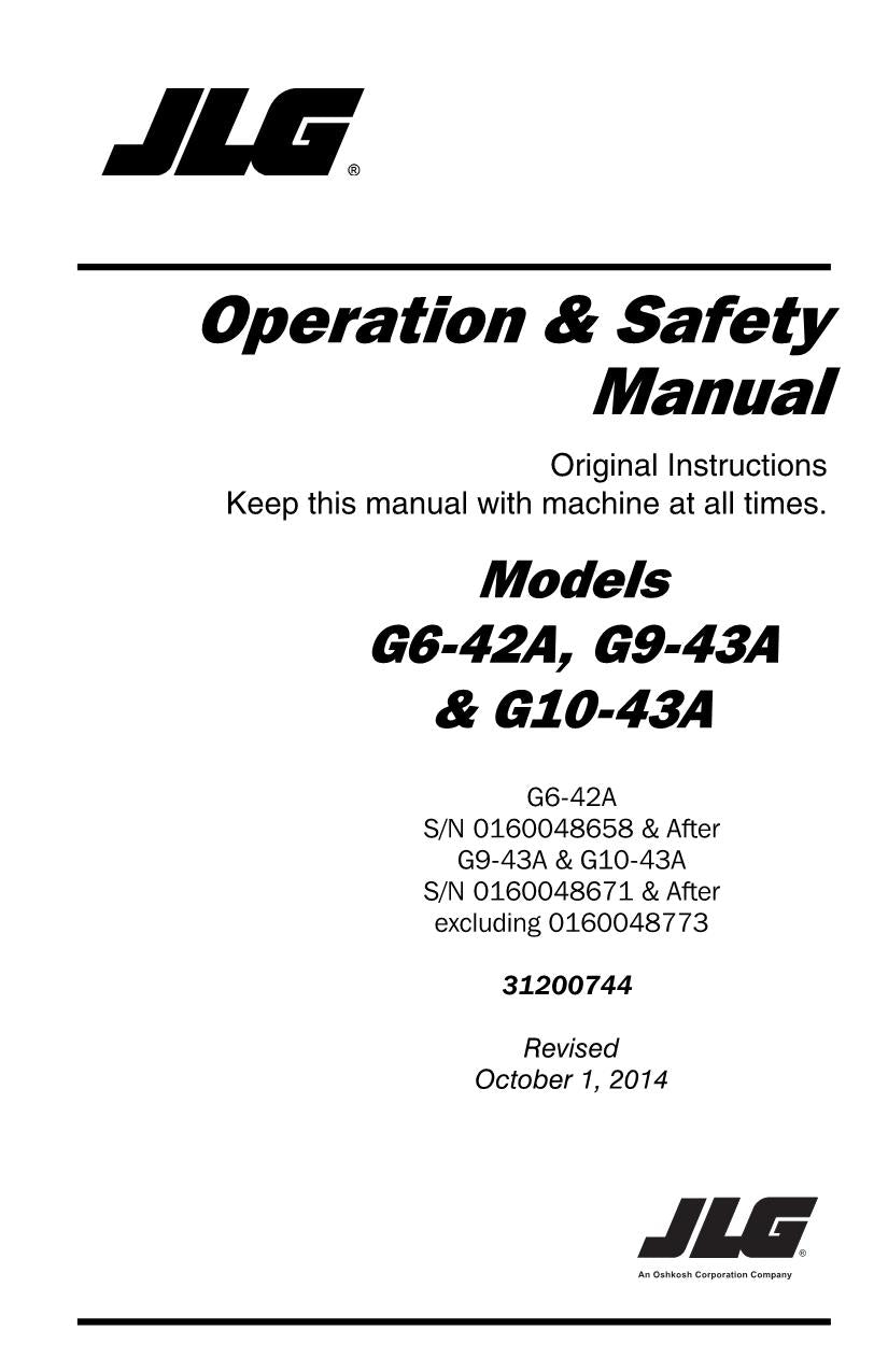 JLG G10-43A G6-42A G9-43A Telehandler Maintenance Operation Operators Manual