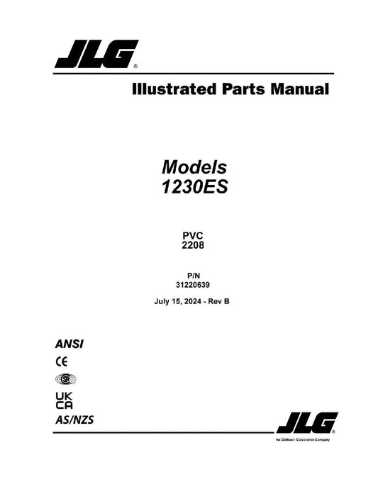 JLG 1230ES Vertical Mast Parts Catalog Manual