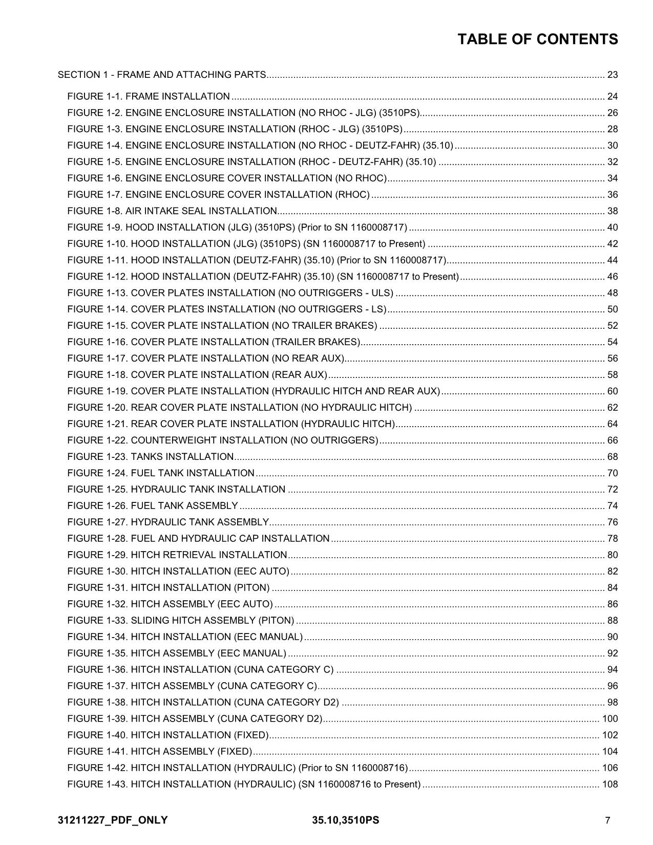 JLG 35.10 3510PS Telehandler Parts Catalog Manual