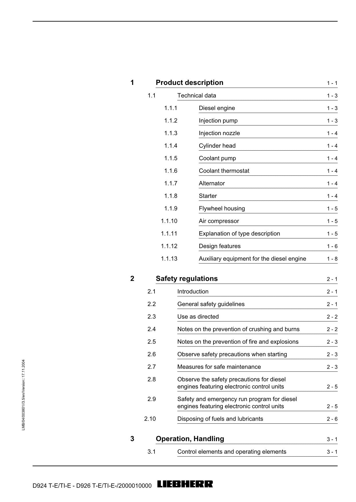 Liebherr D924 T-E TI-E - D926 T-E TI-E engine Operators manual