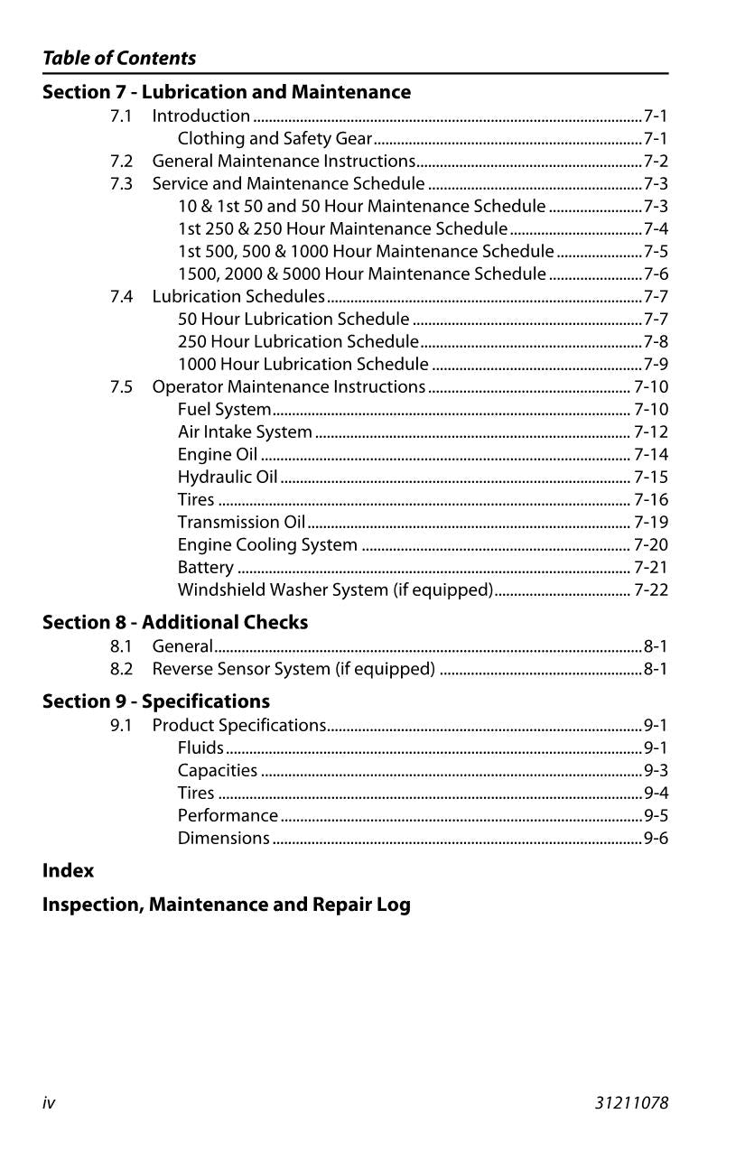 JLG G15-44A Telehandler Maintenance Operation Operators Manual