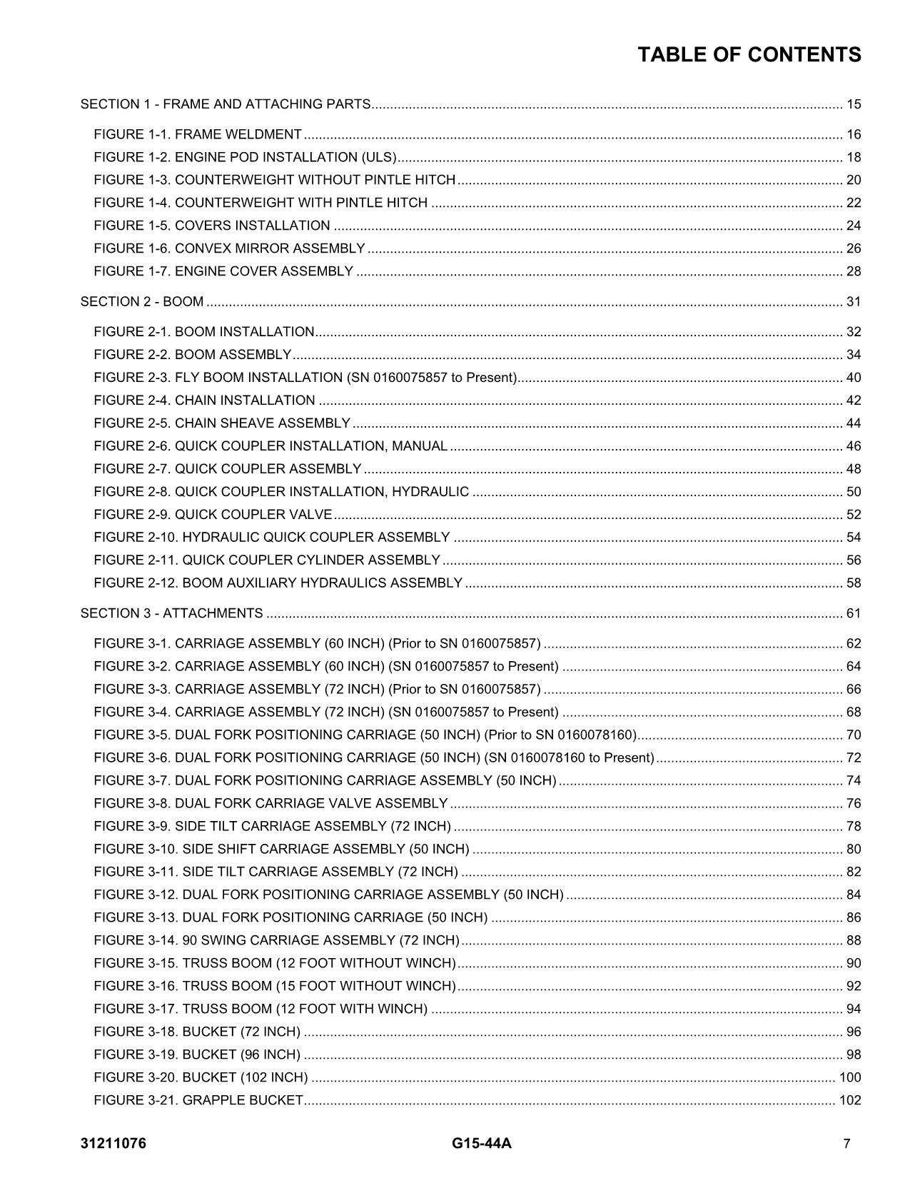 JLG G15-44A Telehandler Parts Catalog Manual