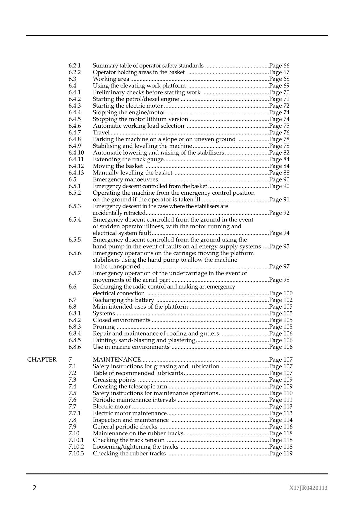 JLG X17J Compact Crawler Boom Maintenance Operation Operators Manual