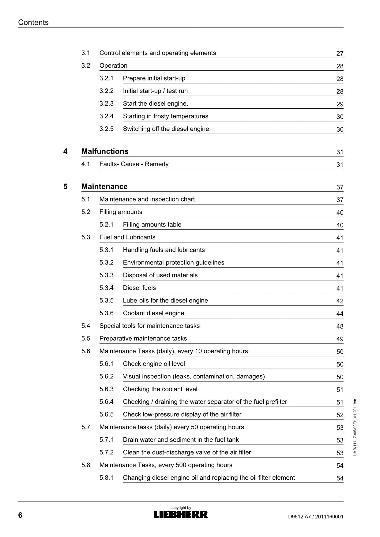 Liebherr D9512 A7 engine Operators manual