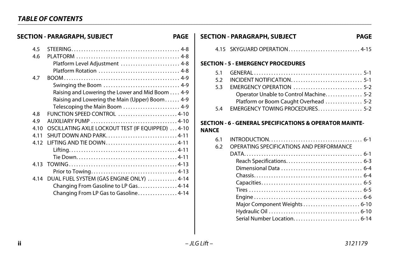 JLG 450A Series II 450AJ Series II 510AJ Boom Lift Operators Manual