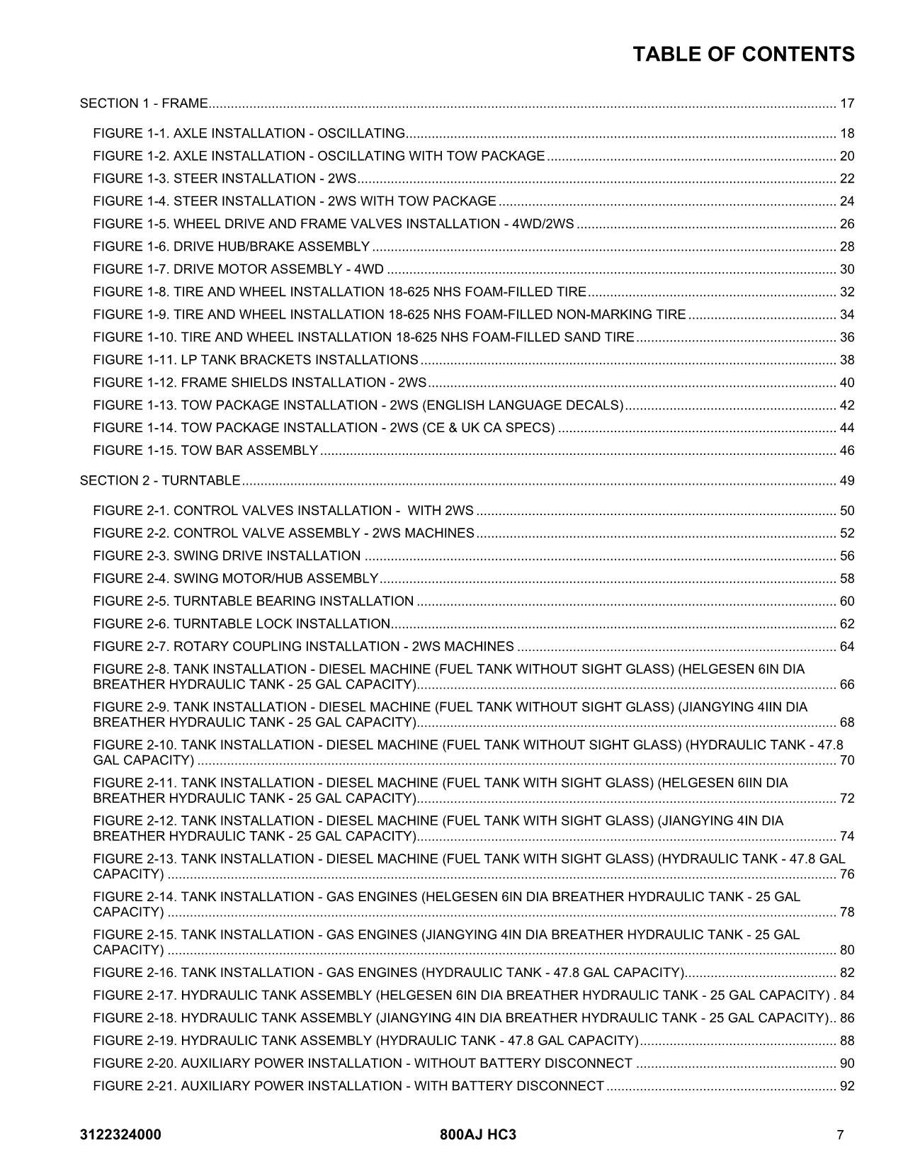 JLG 800AJ HC3  Boom Lift Parts Catalog Manual