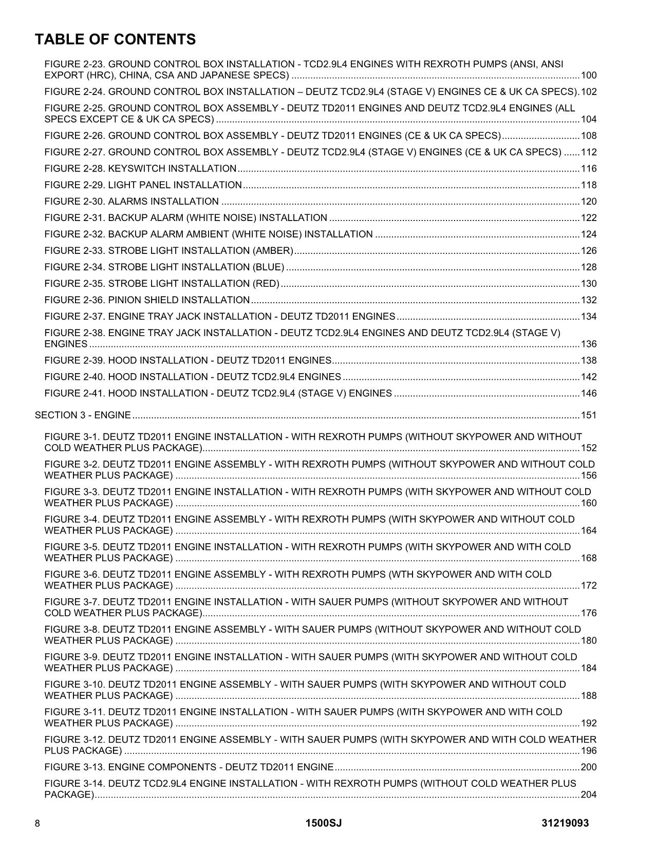 JLG 1500SJ Boom Lift  Parts Catalog Manual